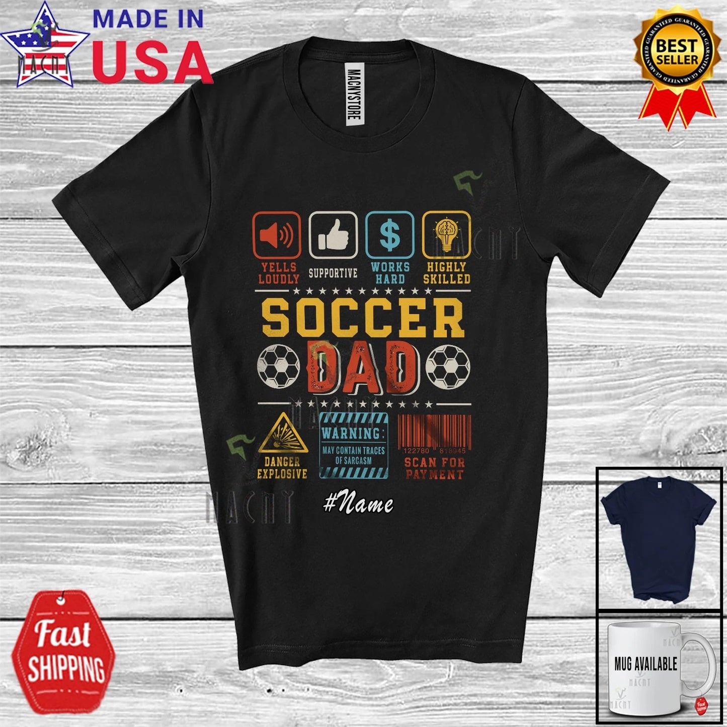 Custom Name Soccer Dad Definition; Father's Day Vintage Player Supportive Shirt