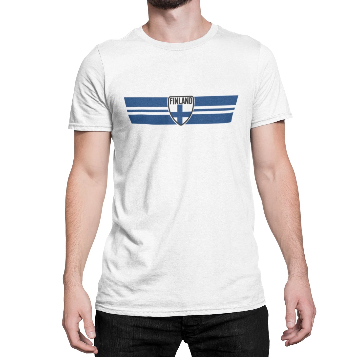 FINLAND World Cup 2026 Design T-Shirt Football Retro Strip Mens World Shipping