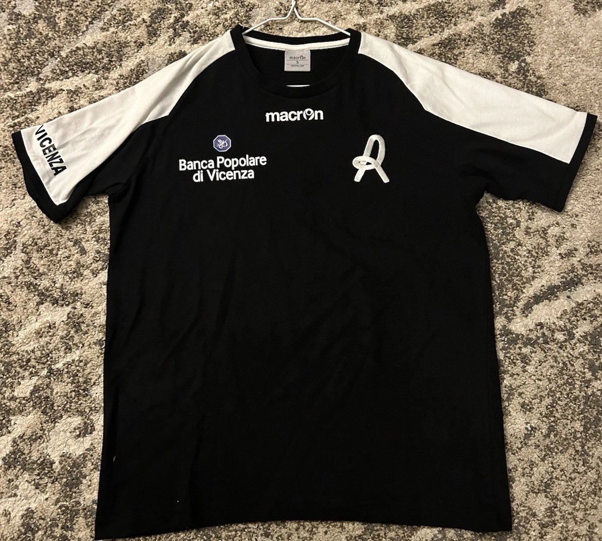 Macron Banca Popolare Di Vicenza Work Hard Play Harder Jersey Small Black Soccer