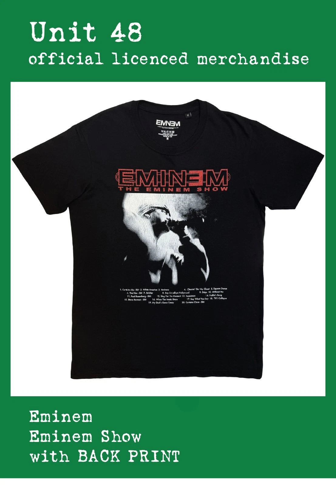 Eminem - Eminem Show - Black T-Shirt with BACK PRINT Official Licenced Merch