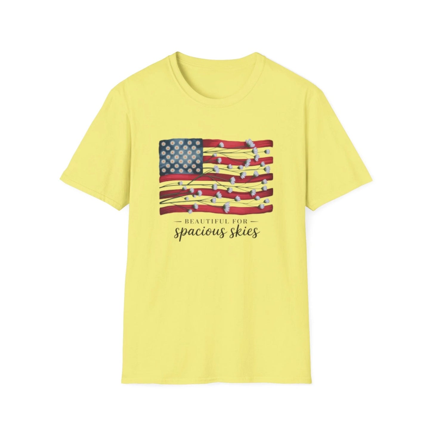 -American Floral Flag T-Shirt | patriotic, Beautiful Skies