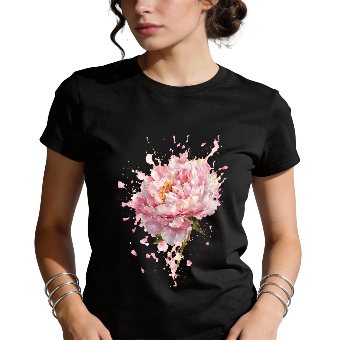 Pink Peony Tee | Floral Bloom Splash | Floral Graphic Tee, | Gift for Her