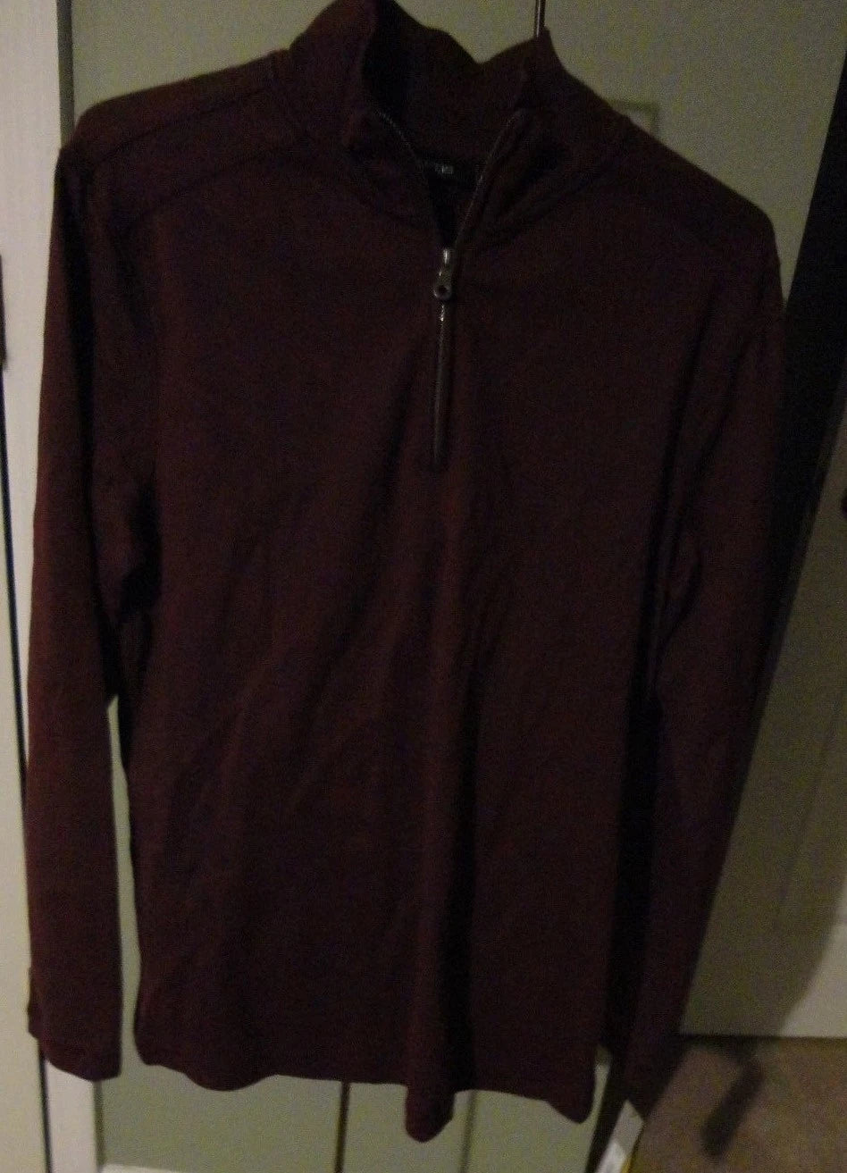 MENS KNITTED MAROON CONTEMPORARY STYLING MODERN FIT FULL SLEEVES T SHIRT SIZE M