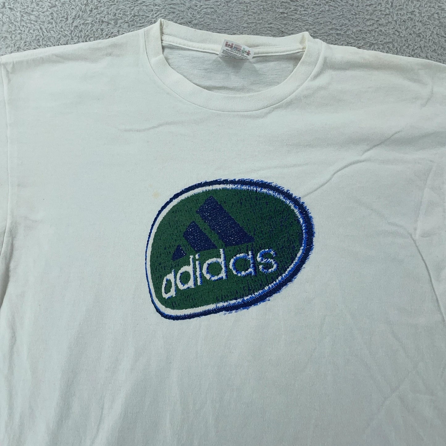 Vintage Adidas Shirt Mens Large White Embroidered Logo Soccer Tennis