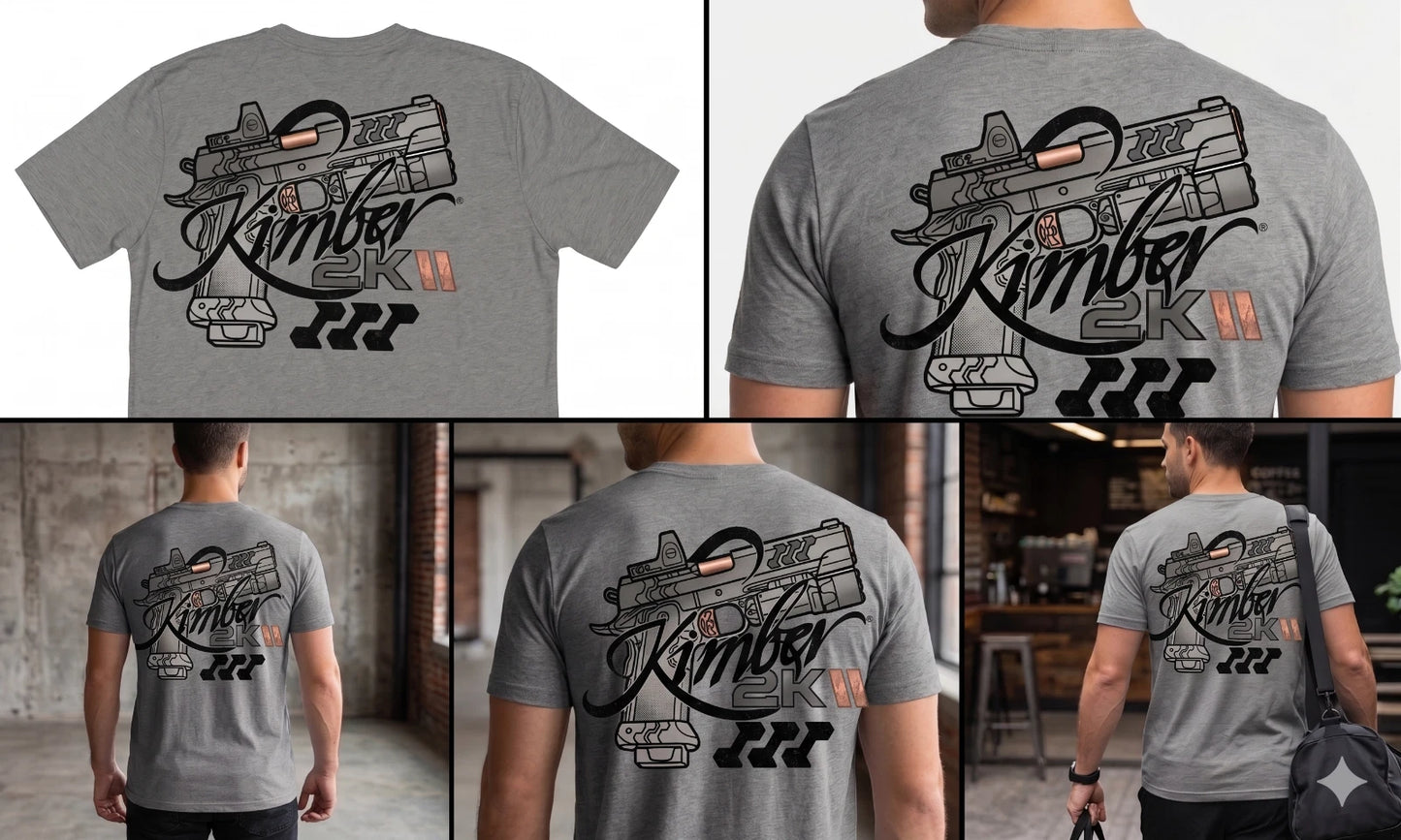 Custom 2KII Tactical Pistol T-Shirt - Grey Athletic Fit Tee - Premium Graphic