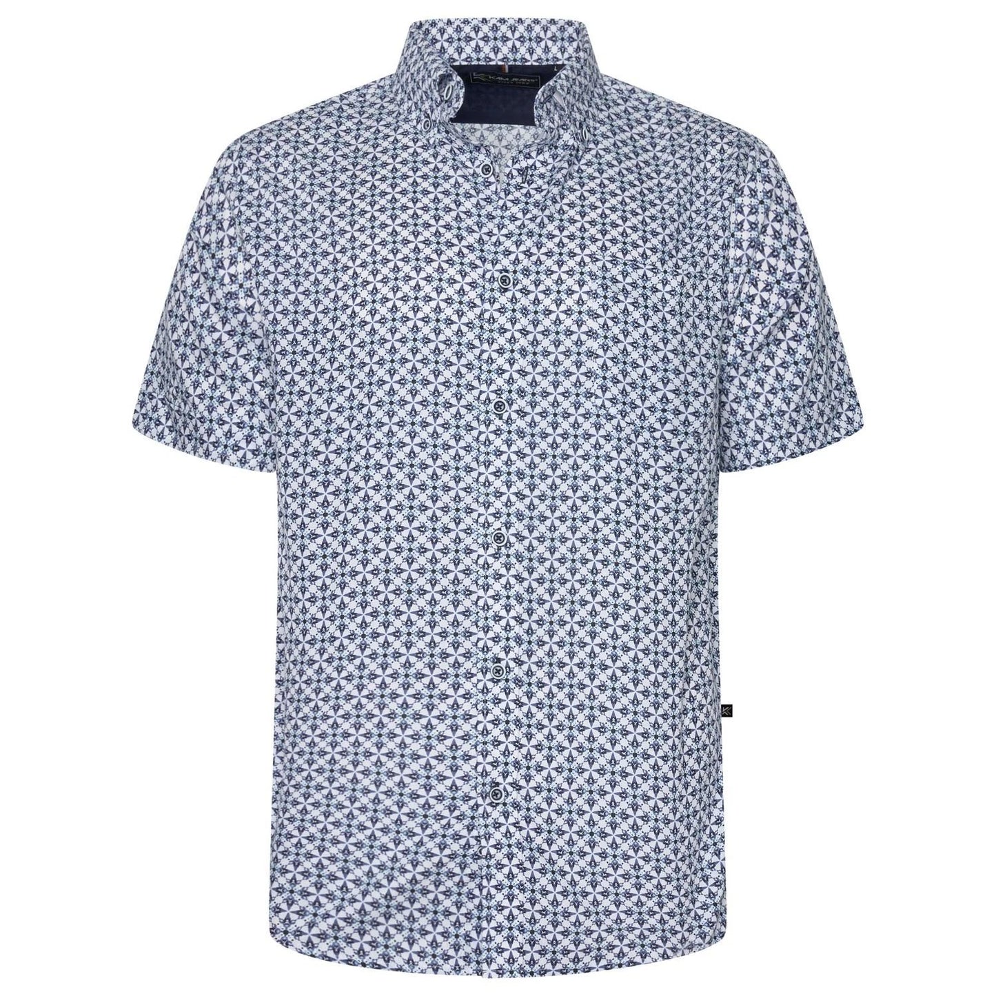 KAM Short Sleeve Geo Print Shirt For Men in Blue, 2XL-8XL