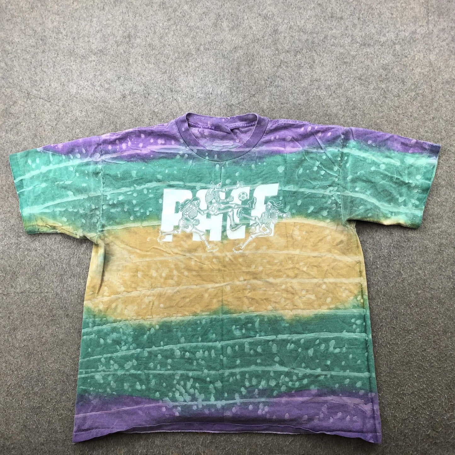 Vintage Soccer Shirt Mens XL Tie Dye Skeleton Finish line Mardi Gras 90s