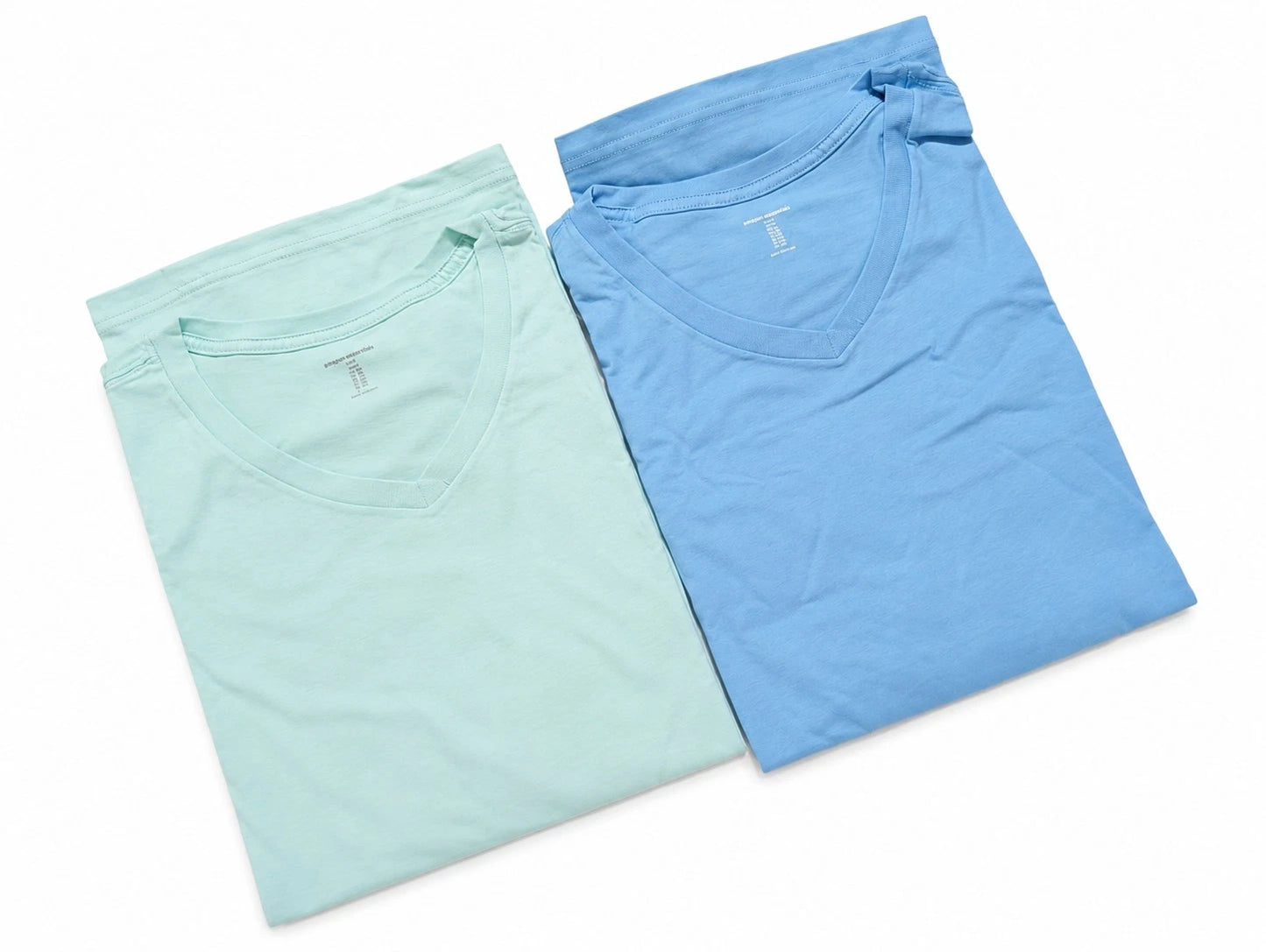 Amazon Essentials Men’s 2 Pack V Neck Cotton T Shirts XXL Blue Mint New In Pack