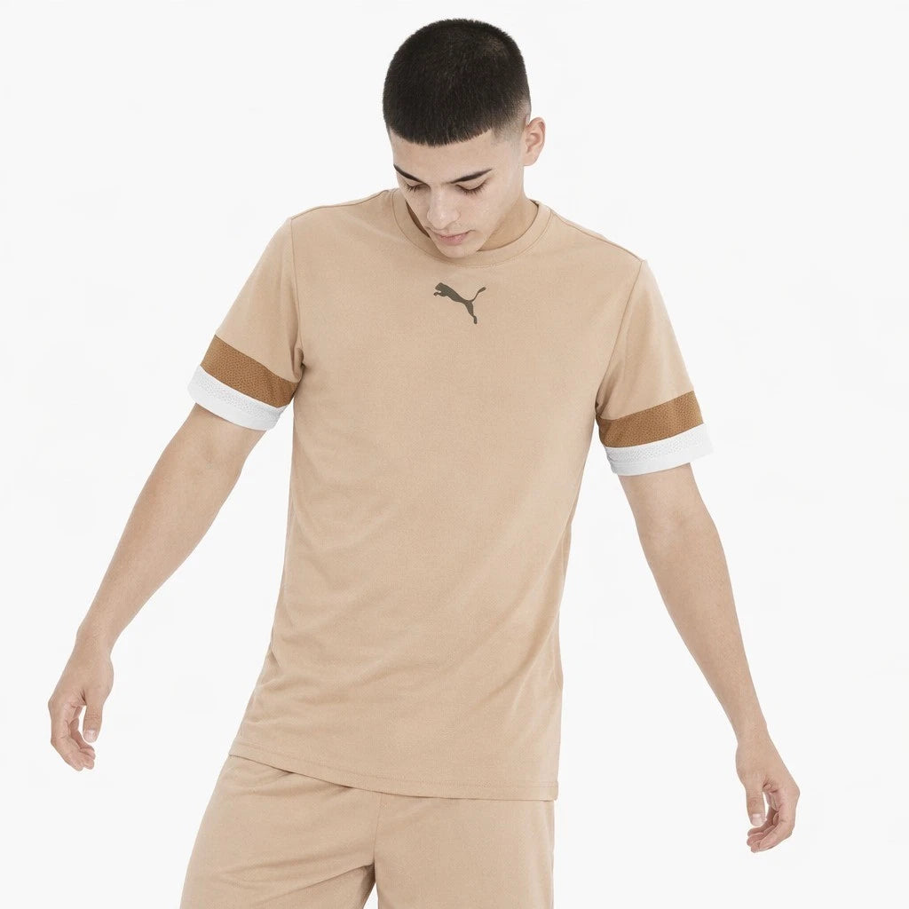 PUMA Men's Tee Team Rise Jersey T-Shirt Sand Beige Sport Casual BNWT