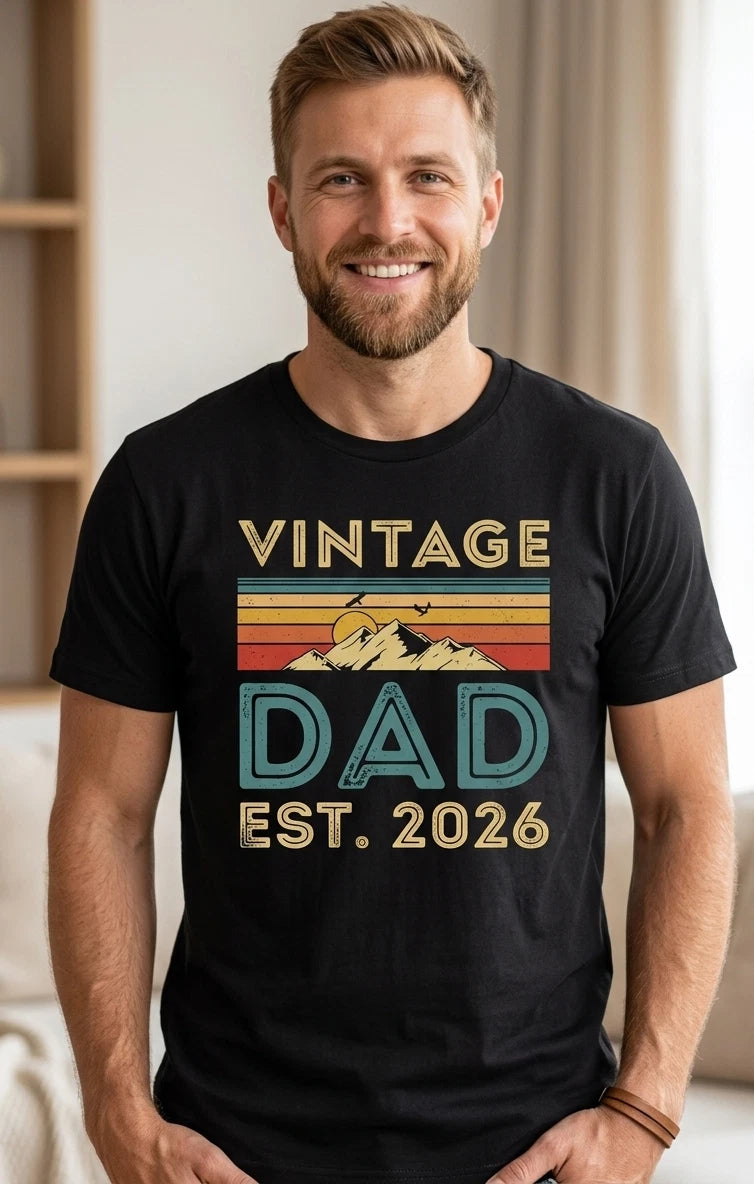 Vintage Dad Est 2026 T-Shirt, First Fathers Day Gift, New Dad , Gift Husband,