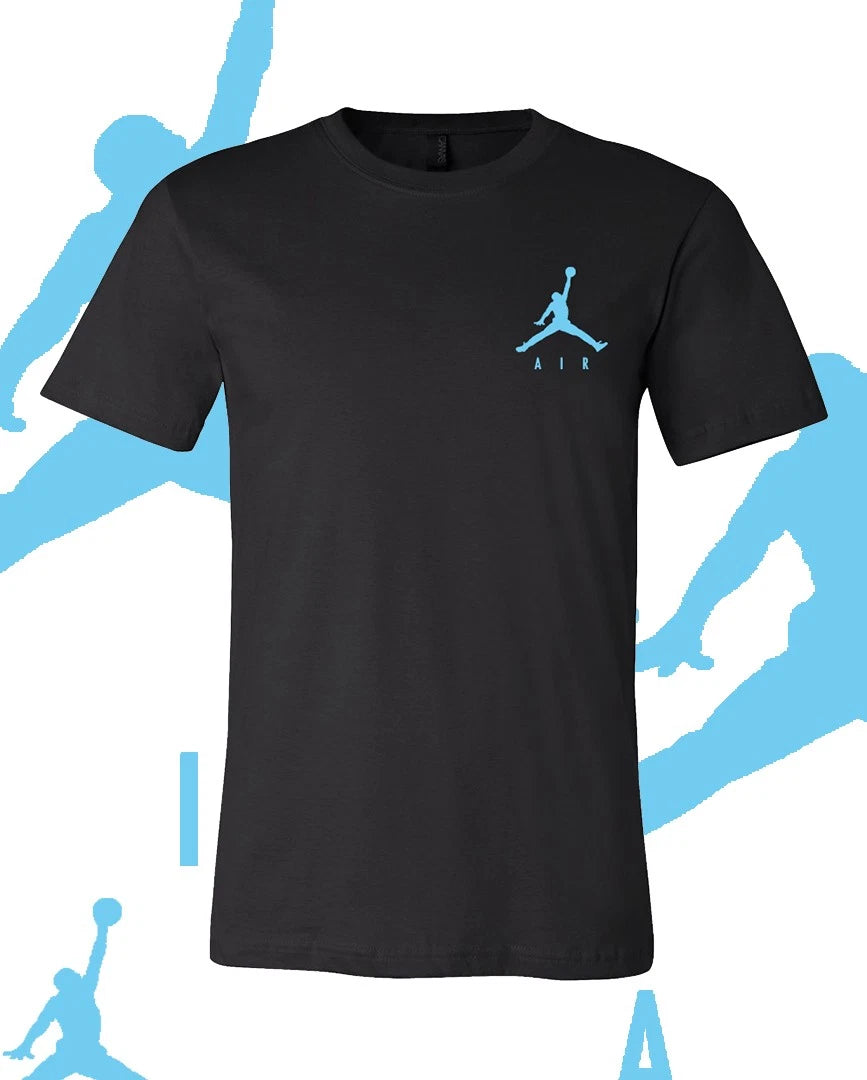 Men's Basketball AIR UNC BLUE LC MJ Sports T-Shirt Tee Fast Ship!!