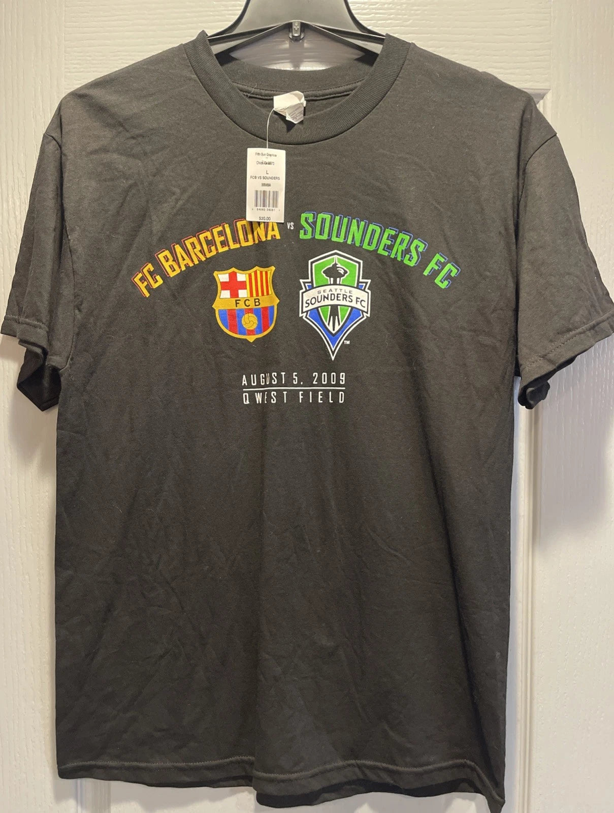 2009 FC Barcelona vs Seattle Sounders Qwest Field Soccer T-Shirt Size Large