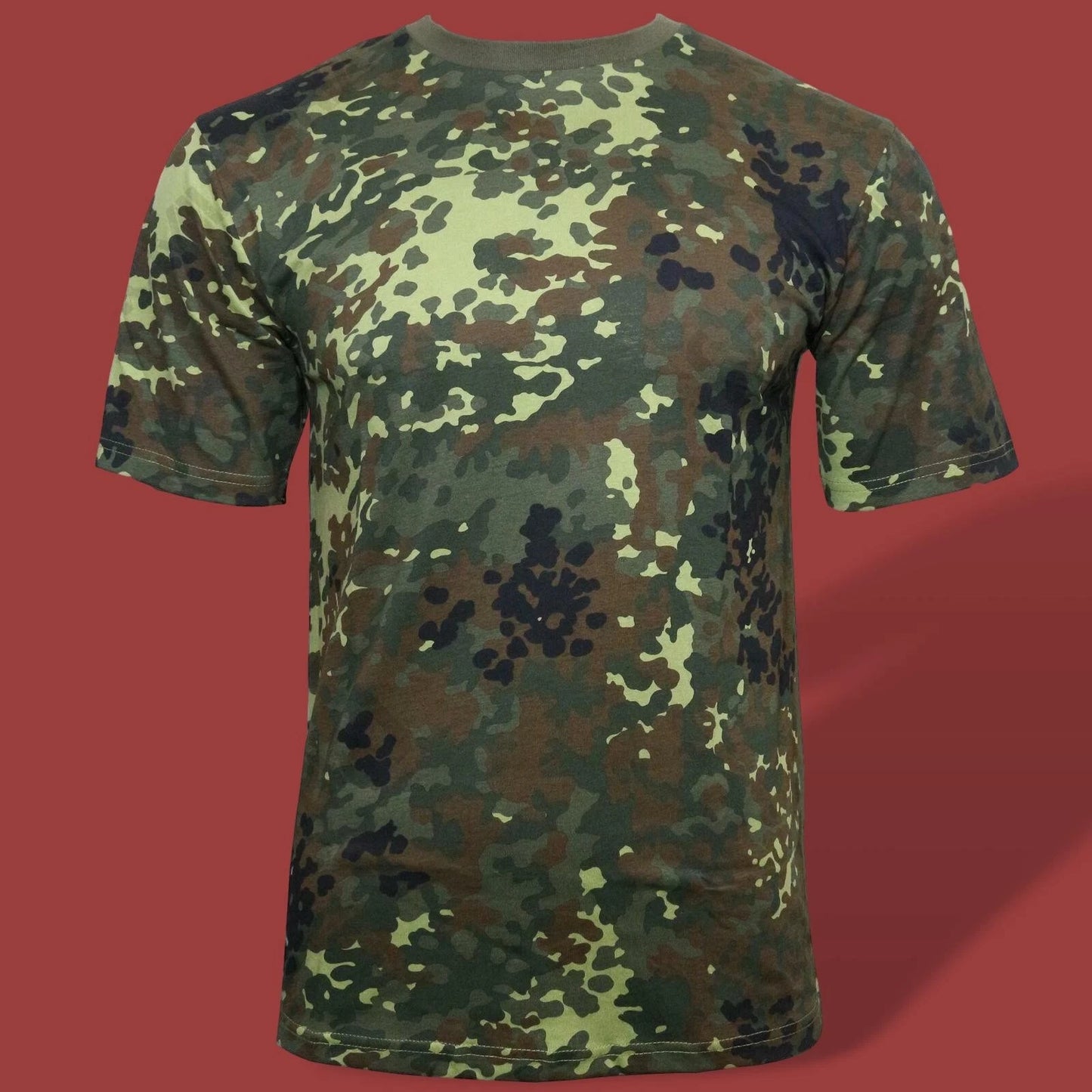 German Flecktarn Camouflage T-Shirt Camo Combat Army Tee 100% Cotton