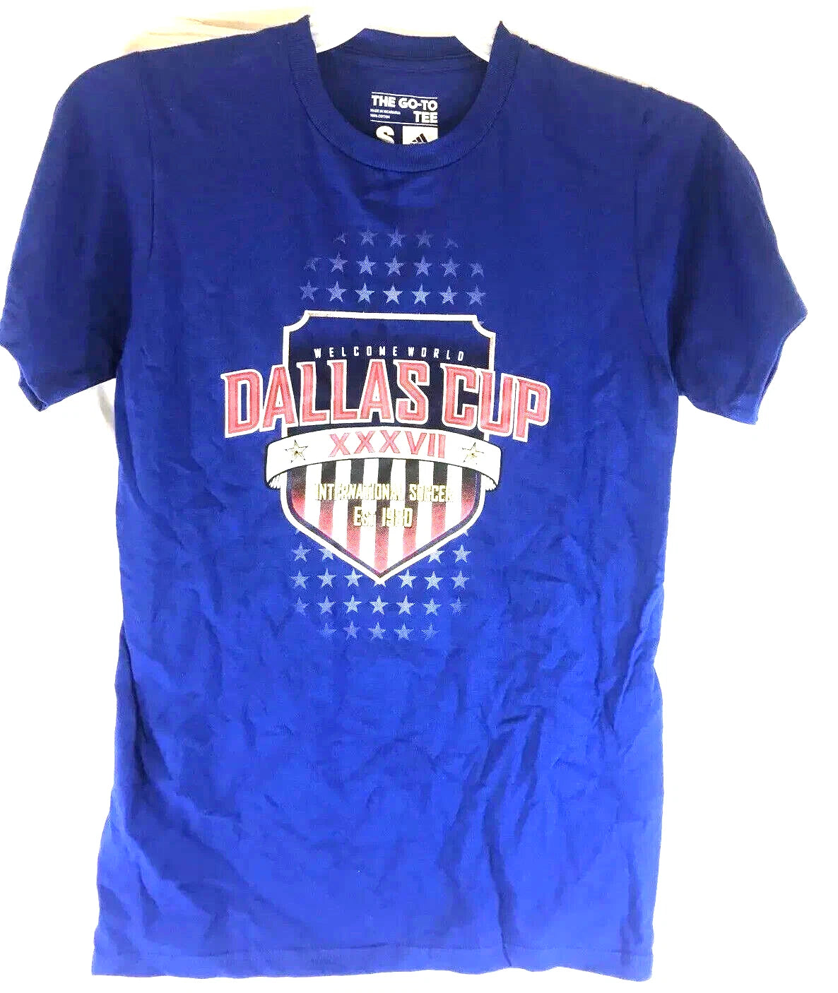 Adidas Mens Go-To Tee Dallas Texas Cup XXXVII Size Large Blue Soccer Tshirt New