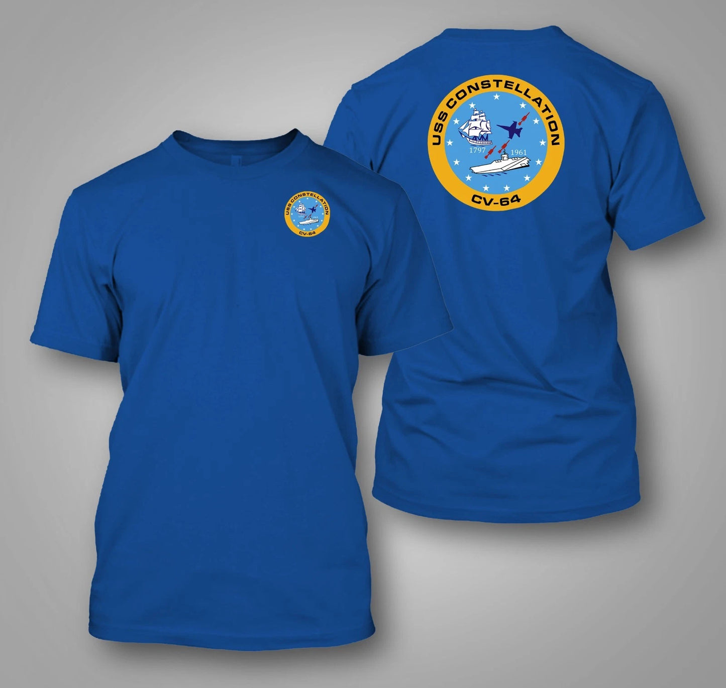 USS Constellation (CV-64) Aircraft Carrier - Custom front and back tee