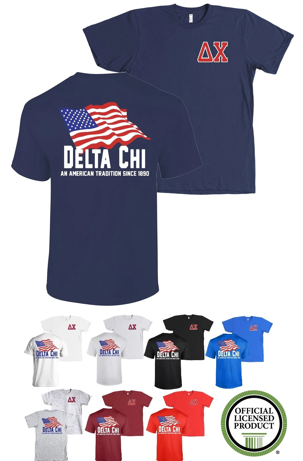 Delta Chi Fraternity Bella+Canvas American Flag USA Shirt