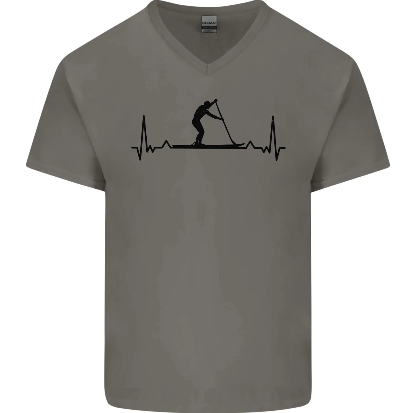 Paddleboarding ECG Paddleboard Pulse Mens V-Neck Cotton T-Shirt