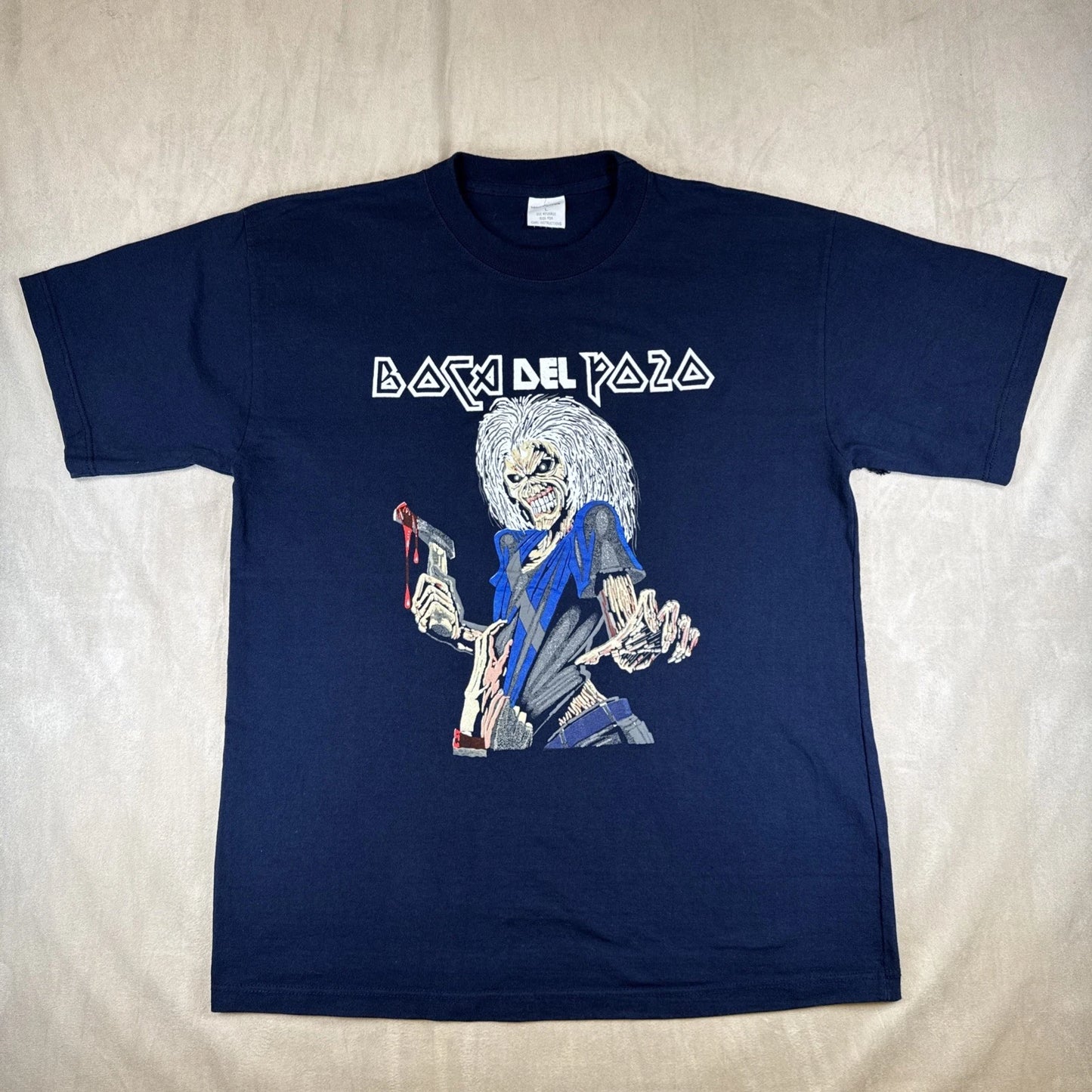 Iron Maiden Themed "La Boca del Pozo" Argentina Fan Screen Print Tee Blue Size L