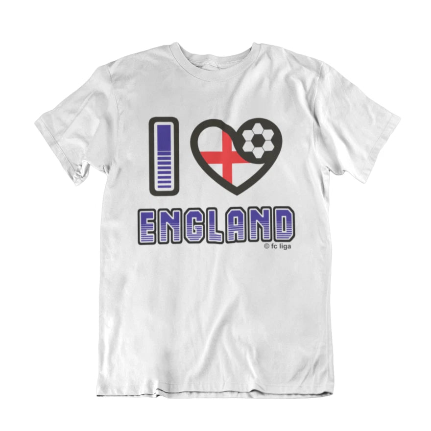 I LOVE ENGLAND Football T-Shirt World Cup 2026, Adults Kids Or Baby, World Cup