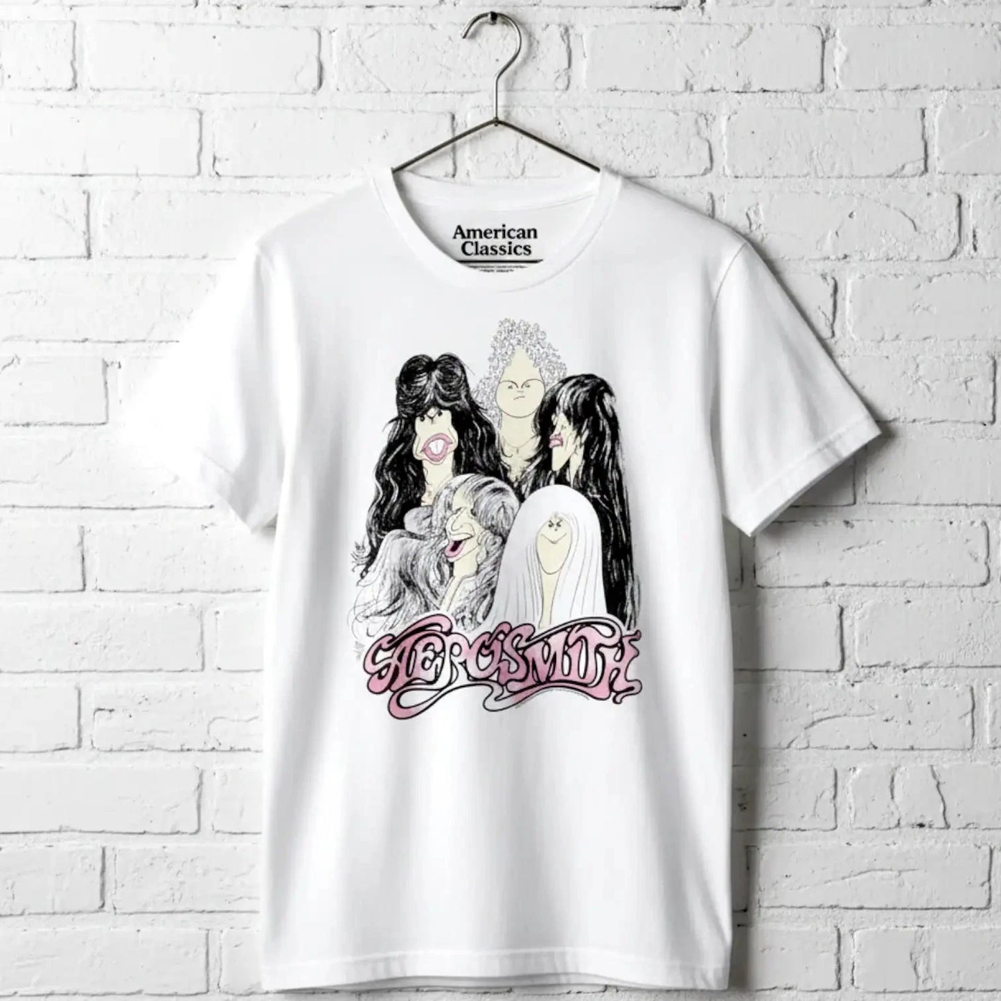 Aerosmith Draw the Line Album Men's T Shirt Cartoon Caricature Images Rock Band