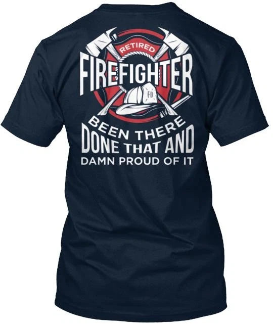 Retired Firefighter T T-Shirt Made in the USA Size S to 5XL