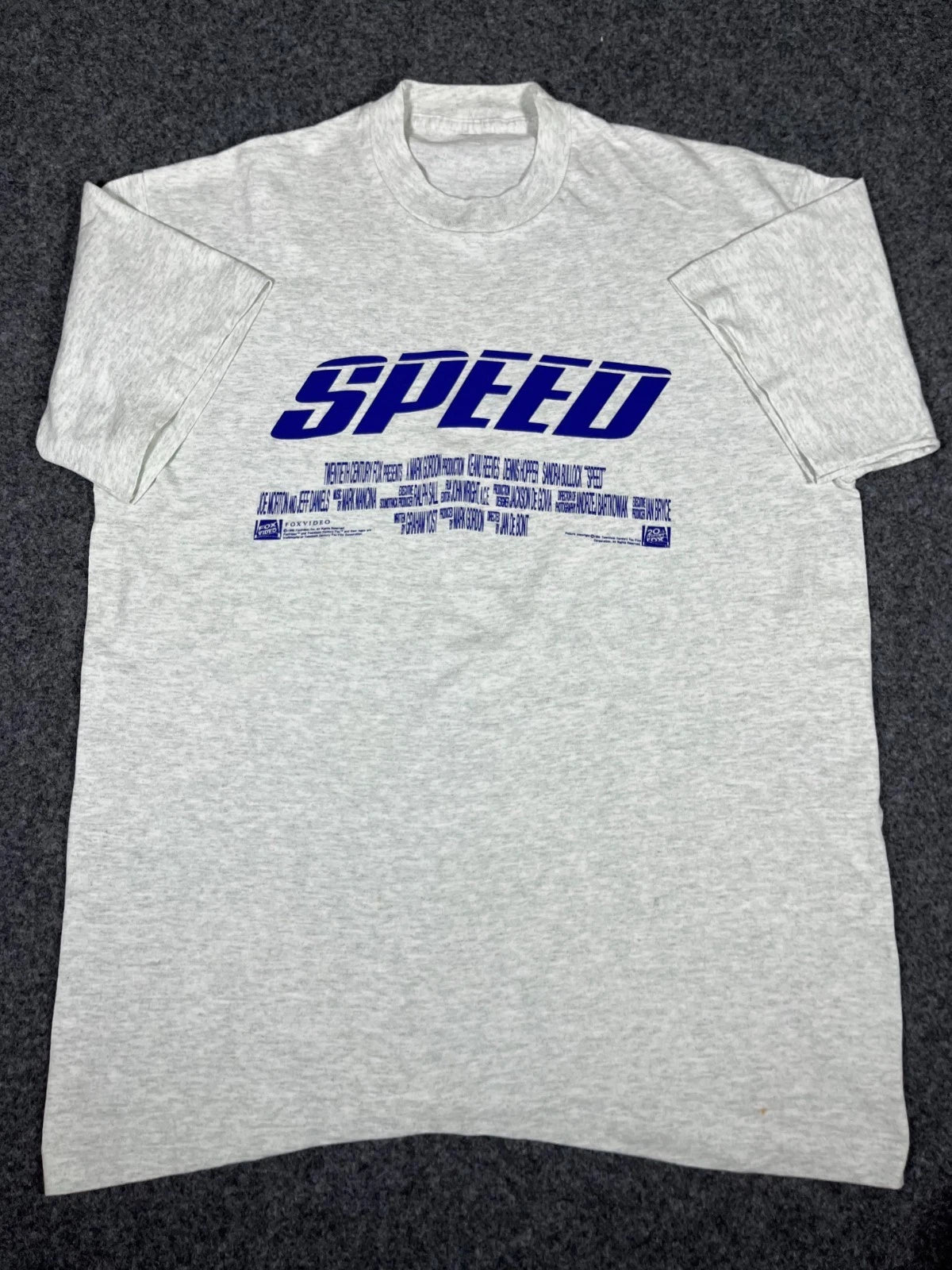 Vintage 1994 Speed Movie Promo T-Shirt Grey XL Keanu Reeves Sandra Bullock 90s