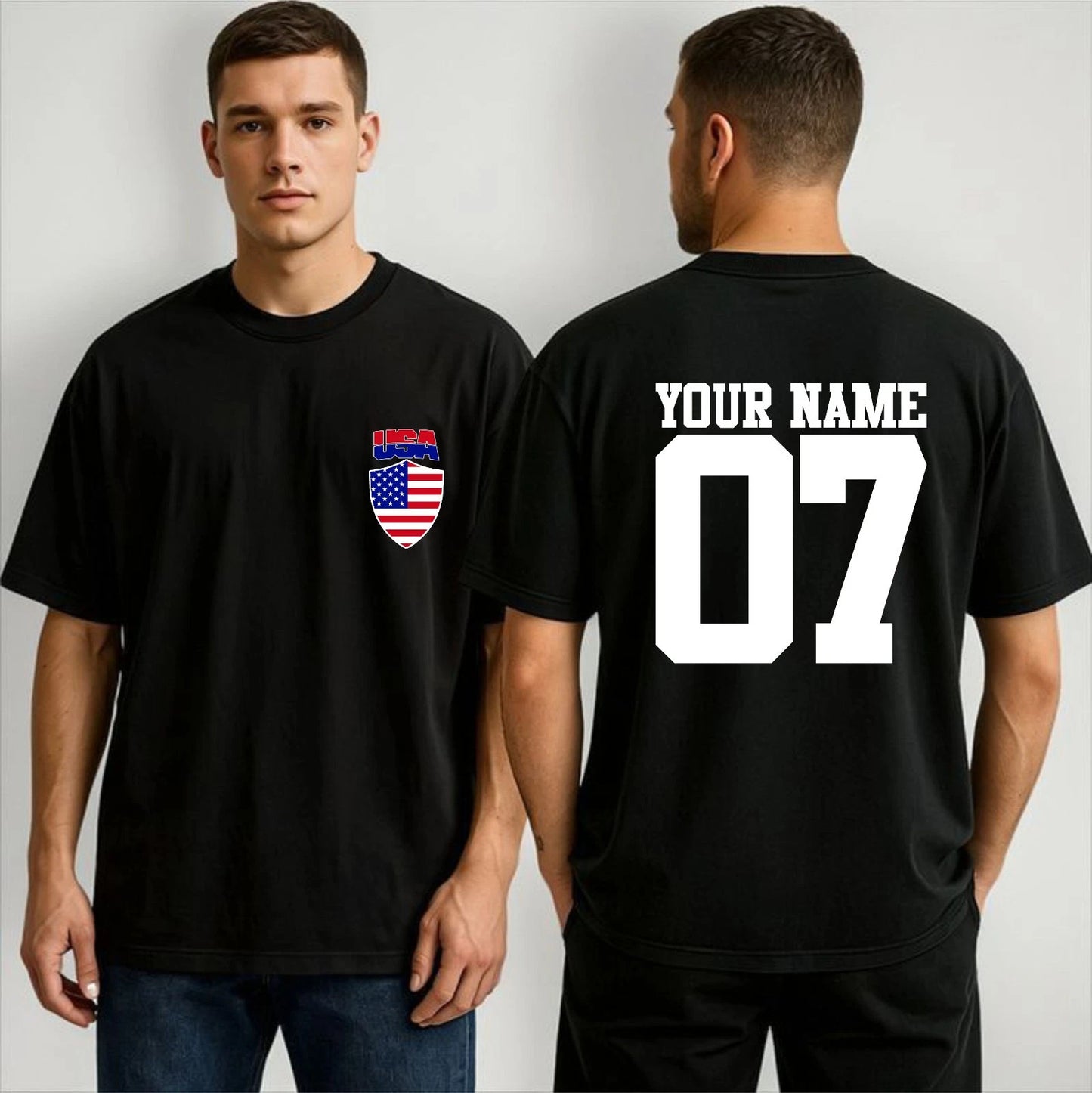 Personalized Team USA T-Shirt Custom Name Number Football Supporters Fans Top