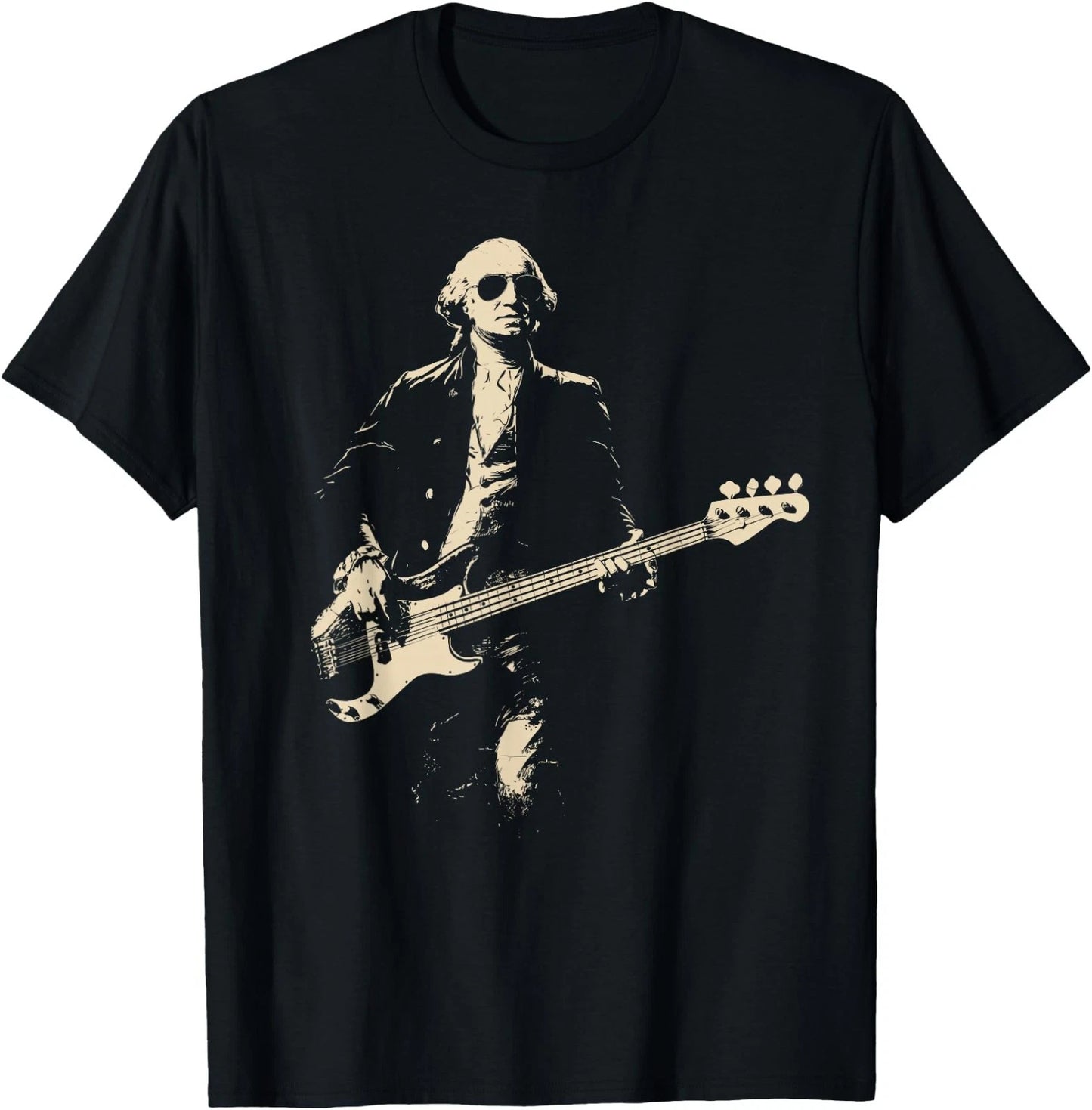 Funny Bass Face Washington School History Musician Theme T-Shirt