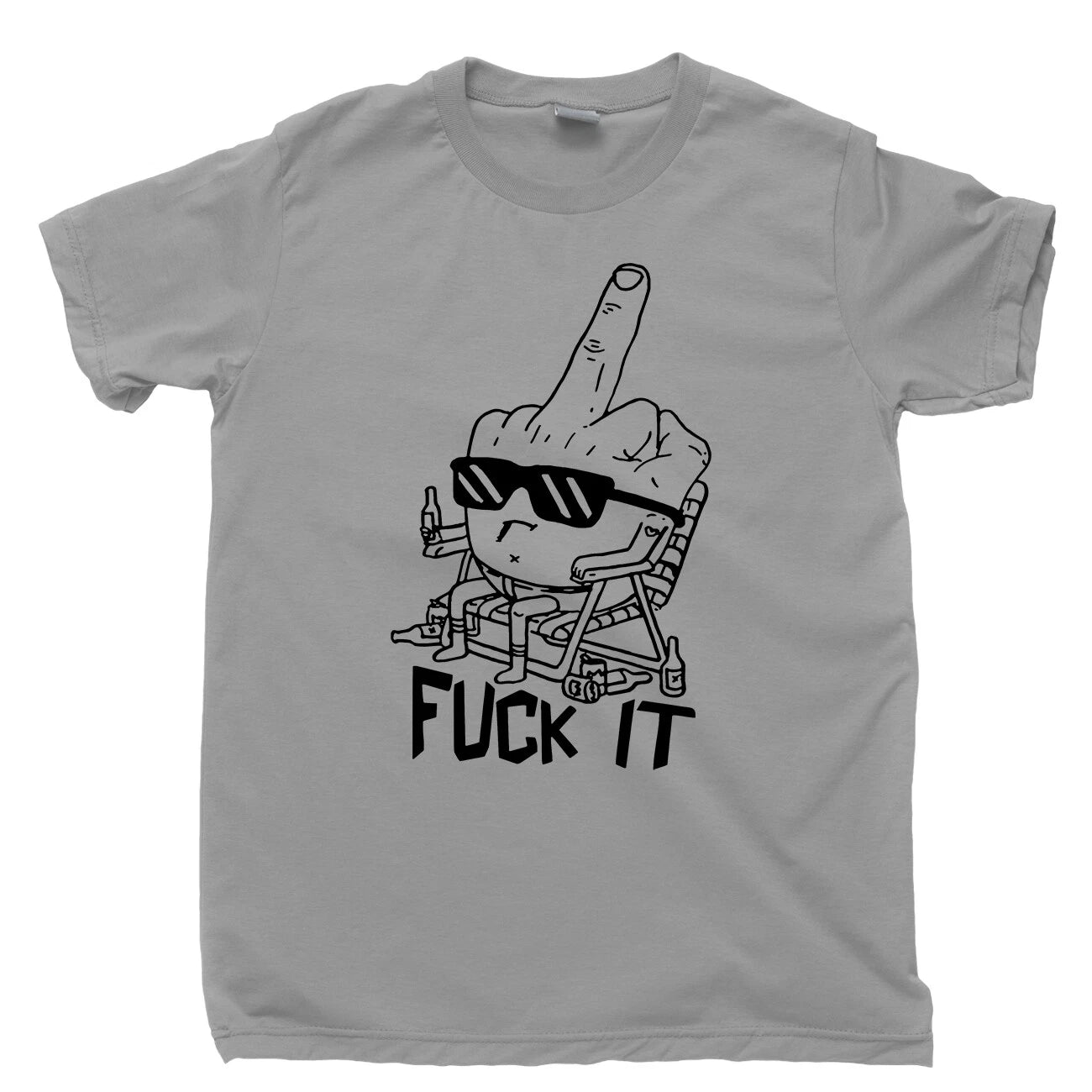 Middle Finger Up T Shirt Salute Drinking Smoking Partying Tattoo Bad Attitude