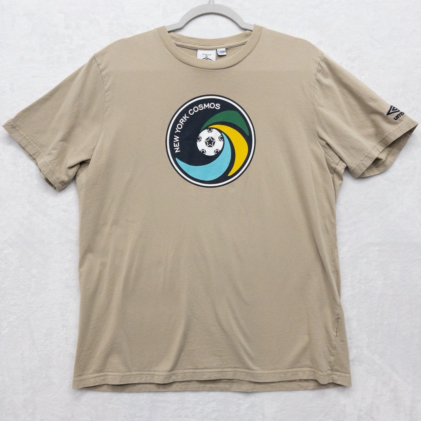 New York Cosmos Training Football Shirt Jersey Cotton Umbro Size XL Tan