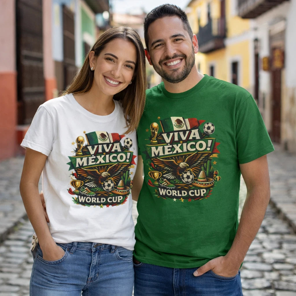 Viva Mexico World Cup T‑Shirt | Mexican Flag Futbol Soccer Unisex Fan Tee