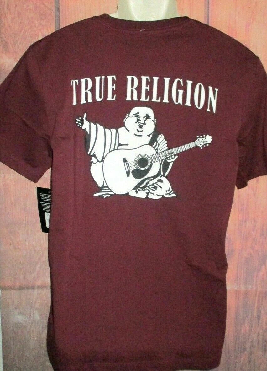 MENS TRUE RELIGION BUDDHA DEEP GARNET T-SHIRT SIZE L