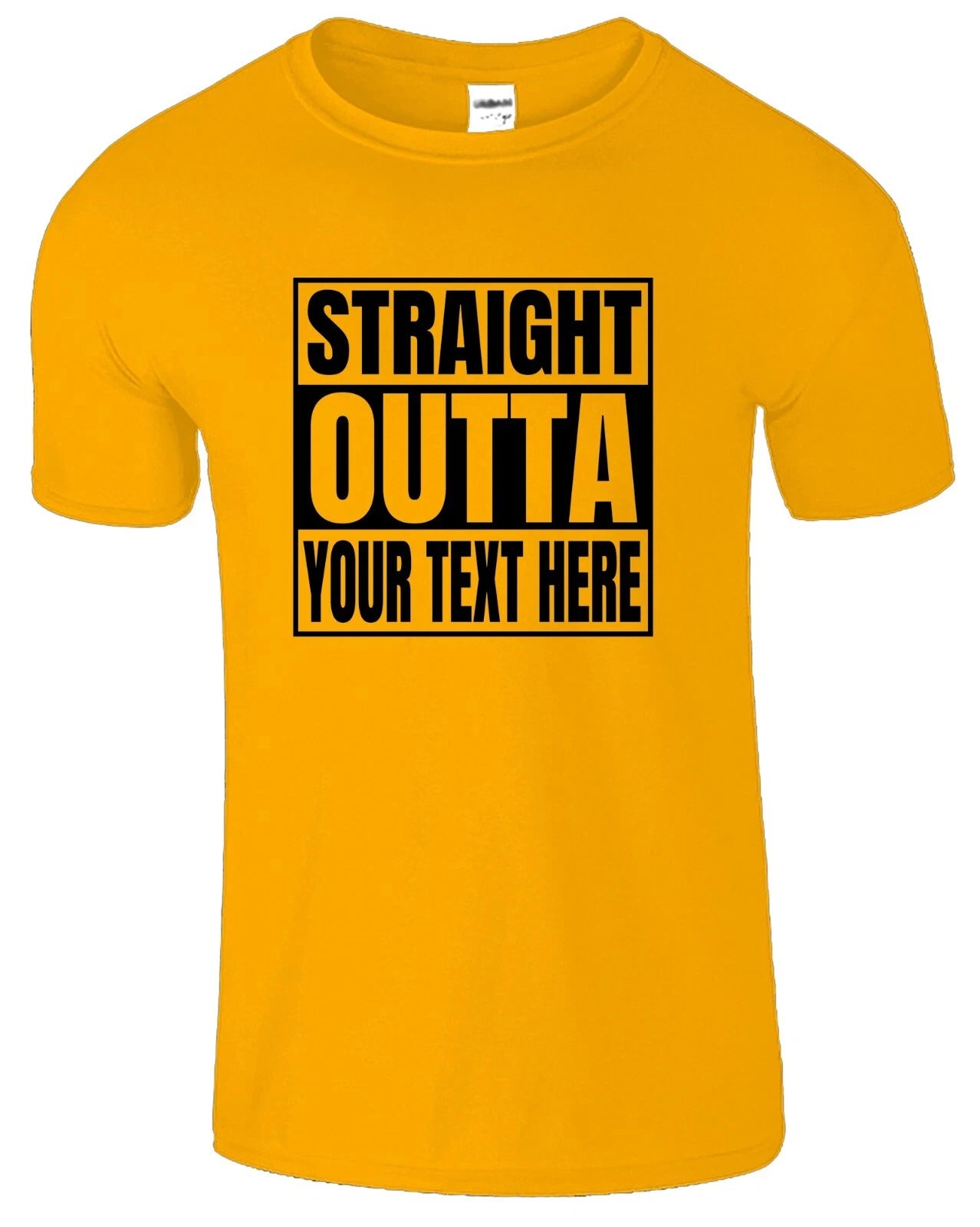 Personalized Straight Outta Custom Text Men's T Shirt Funny USA New Gift Tee