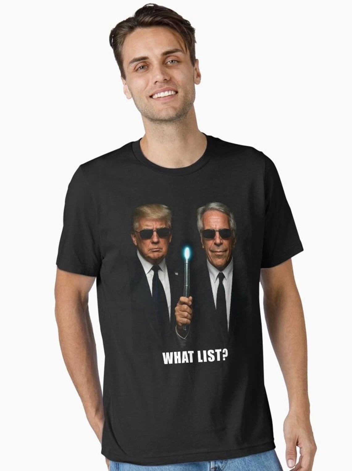Men in Black What List Parody Graphic Black T Shirt