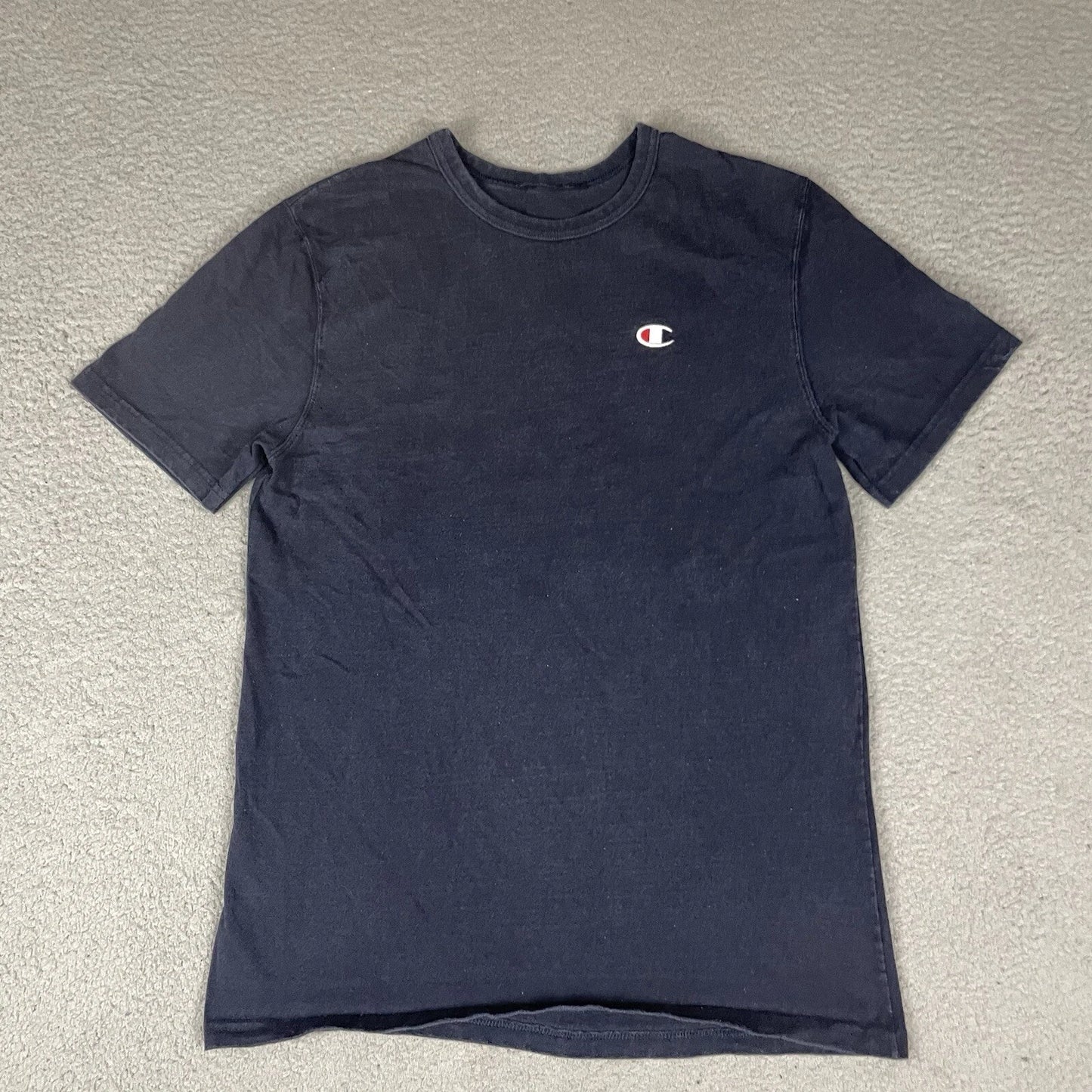 Champion Shirt Mens Medium Black Crew Neck Short Sleeve Embroidered Logo Patch M