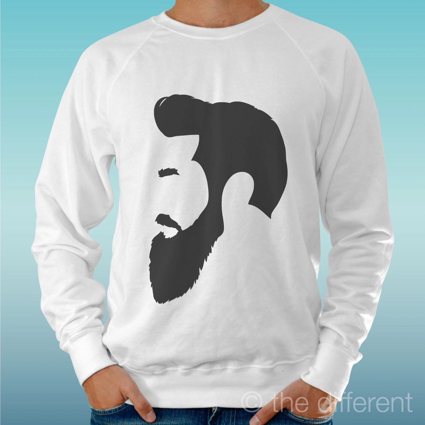 Felpa Man Light Sweater Light Grey' Beard Profile 'Road To Happiness