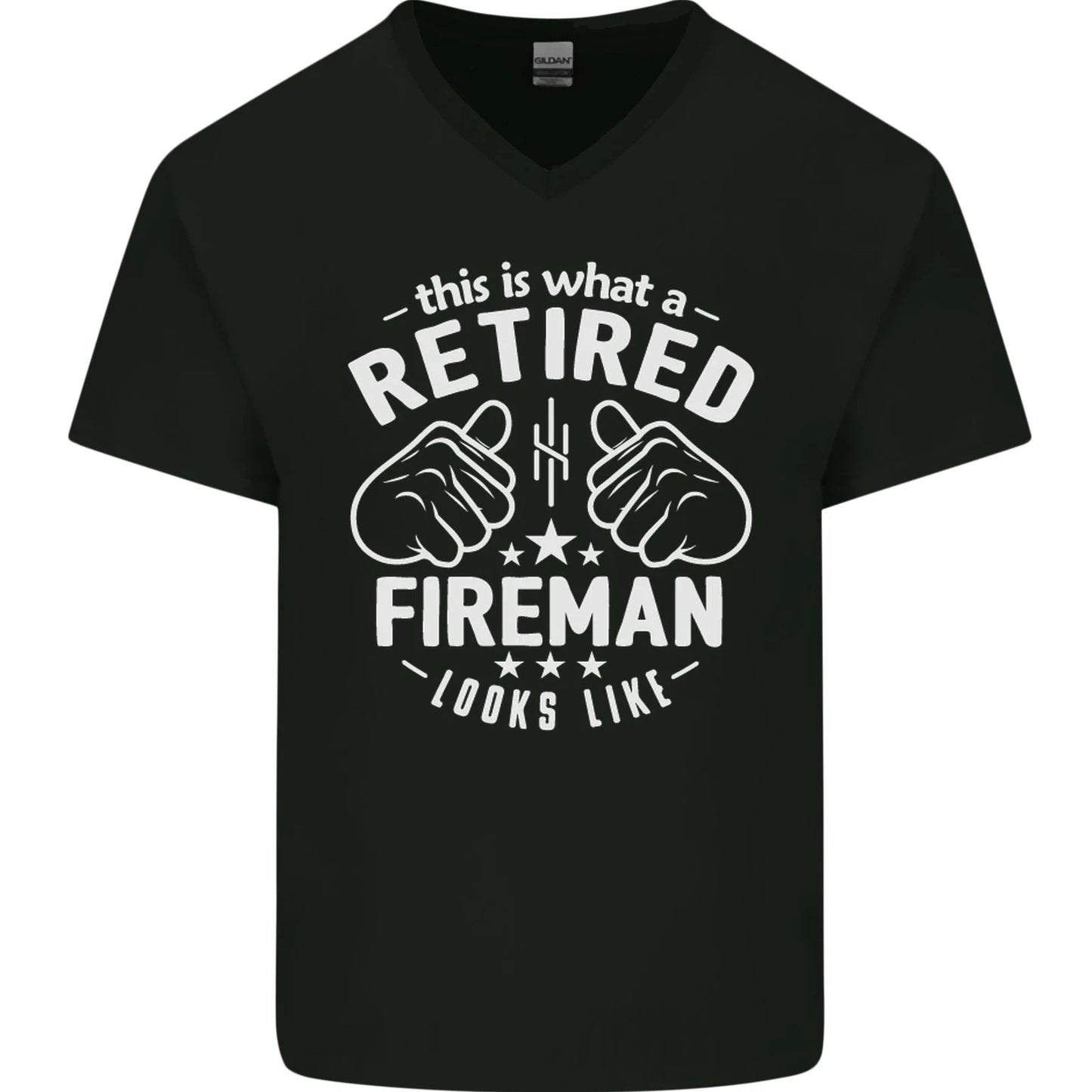 This Is What a Retired Fireman Looks Like Mens V-Neck Cotton T-Shirt