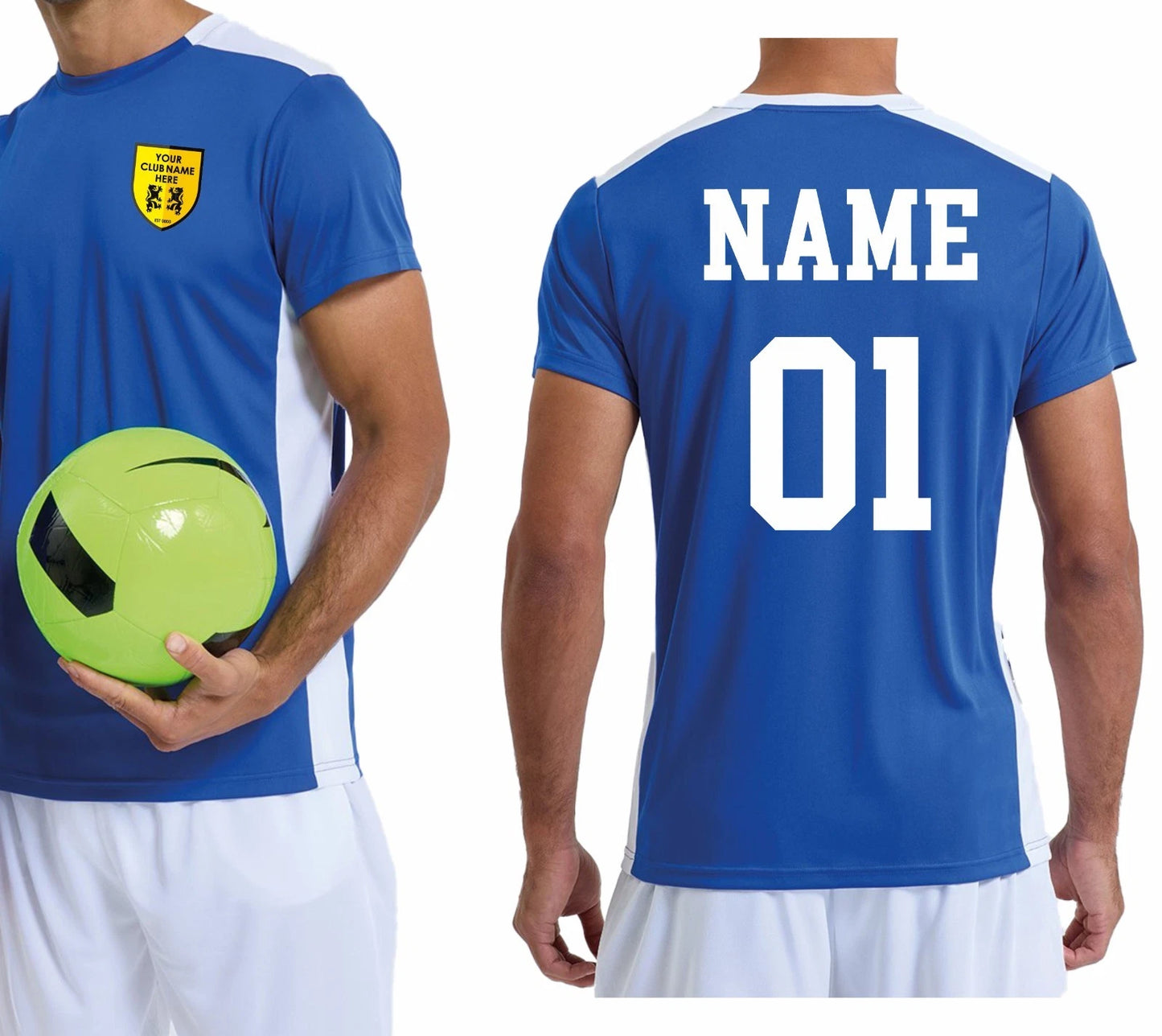 Personalized Football T Shirt Custom Badge Name Kids Adults Contrast Sports Tee