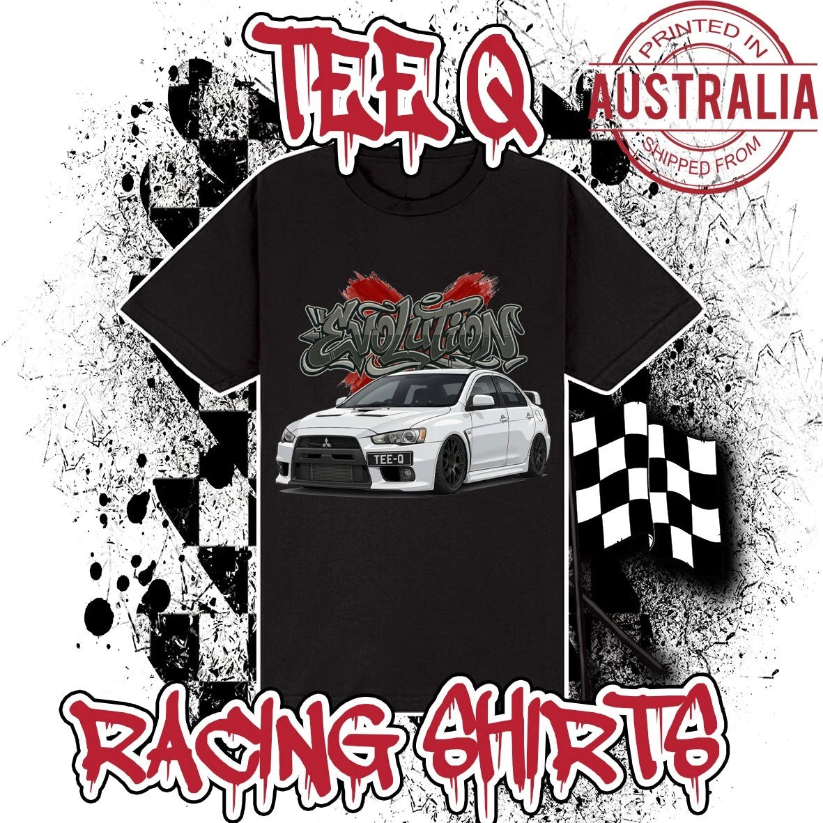 Mitsubishi Lancer Evo X Graffiti Series ~ Black Gildan Cotton Tee JDM
