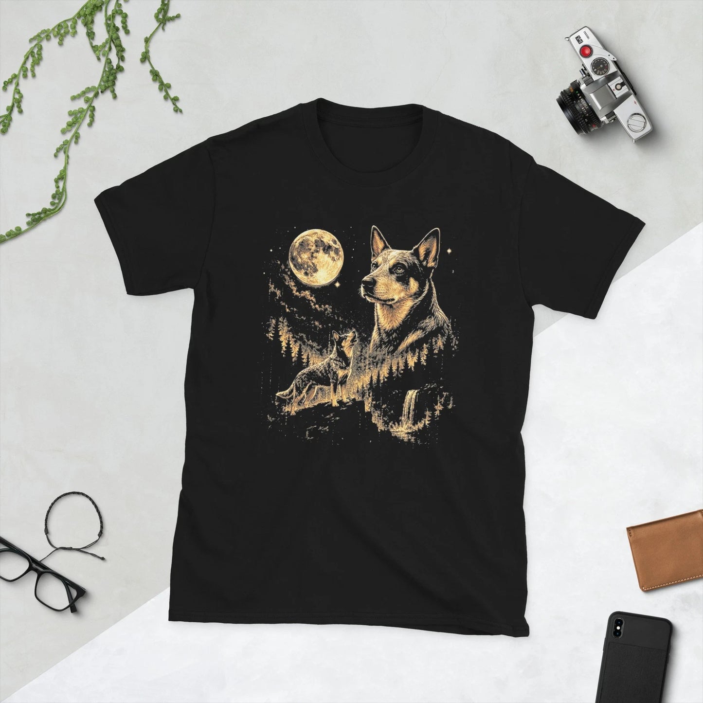 Australian Cattle Howling to The Moon Meme Animal Graphic T-Shirt