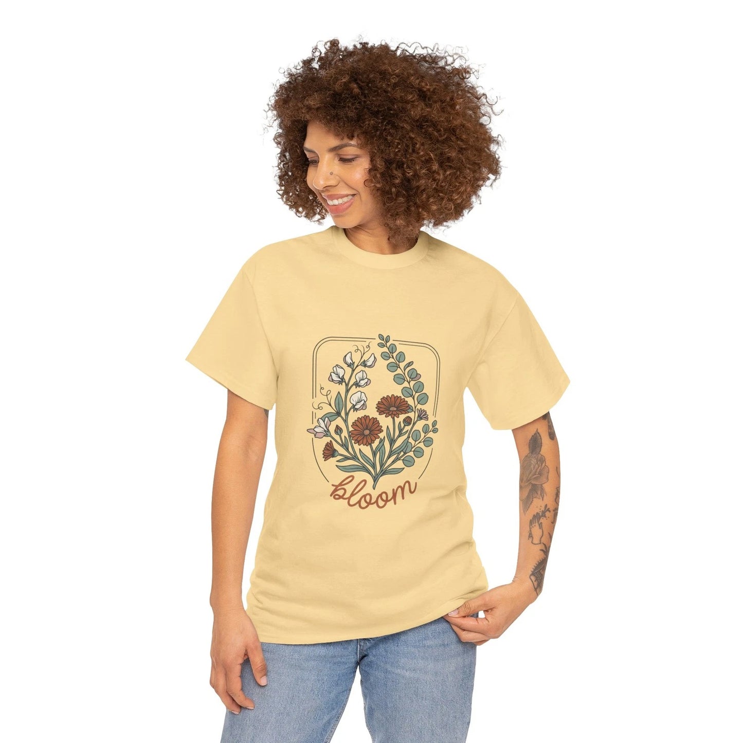 Unisex Heavy Cotton Tee BEAUTIFUL FLORAL DESIGN