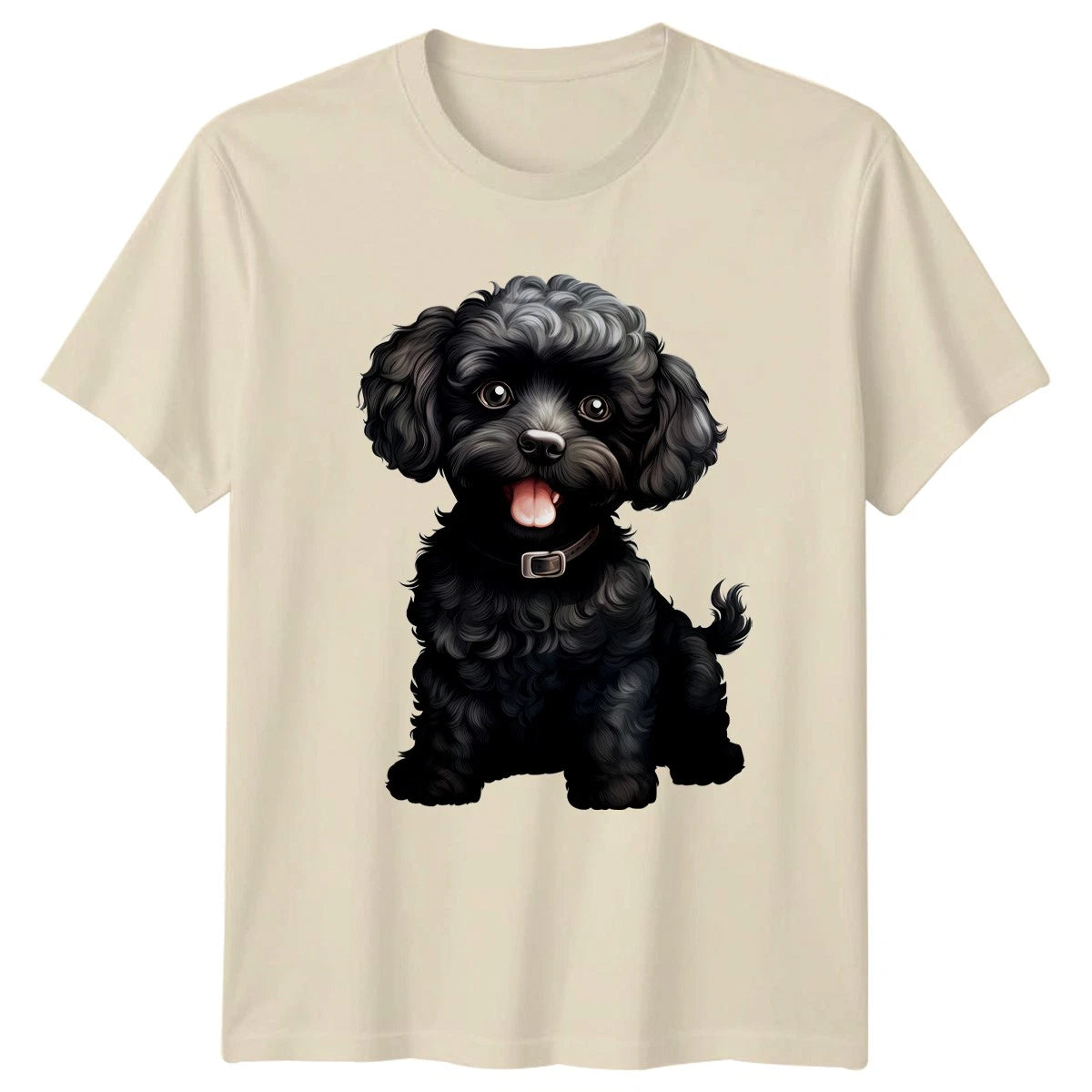 Black Poodle Dog Animals Mens T-Shirt Womens Tee Graphic Unisex Apparel