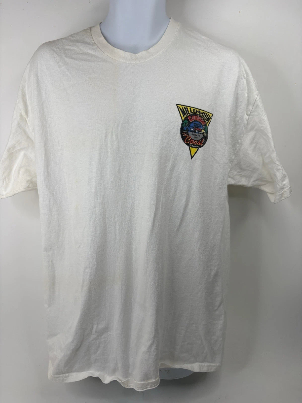 2000 Cruisin The Coast Shirt Mens L White Biloxi Car Show Graphic Tee