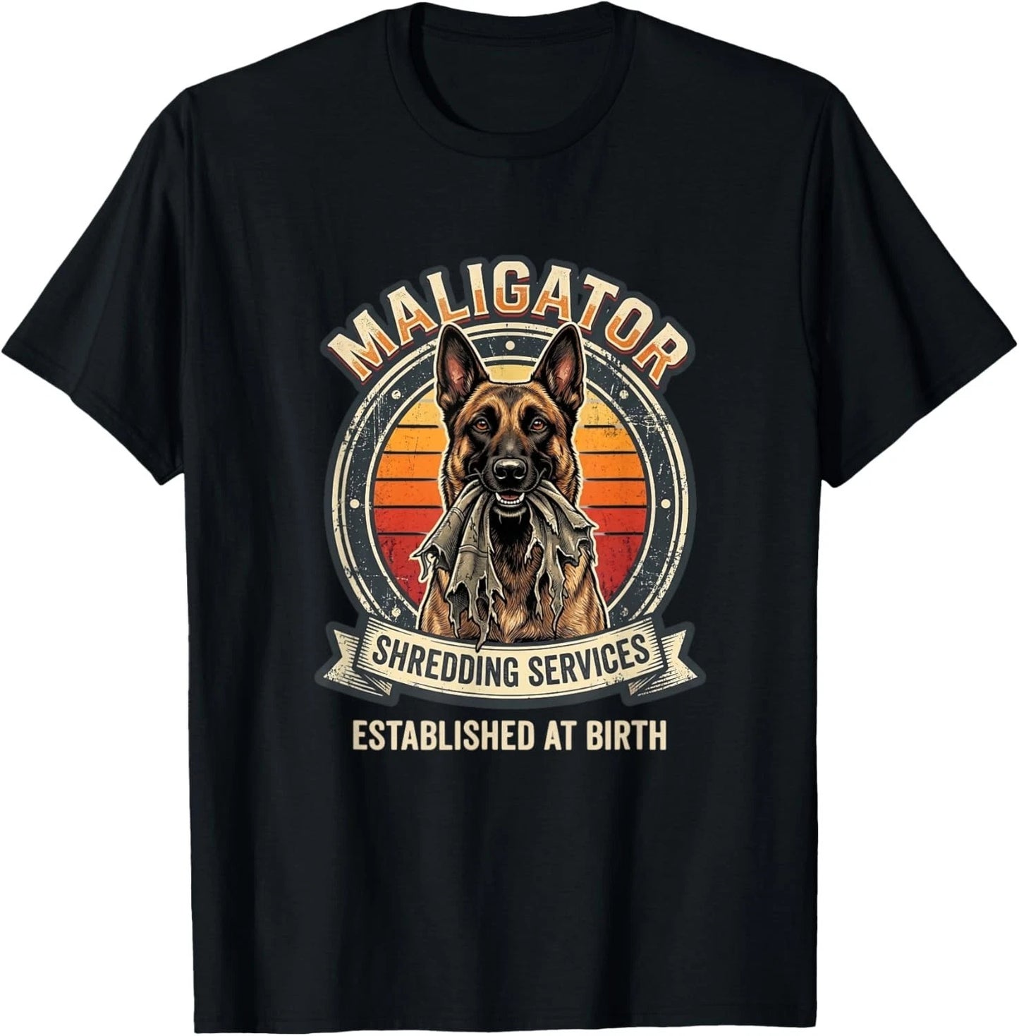 Maligator Shredding Services Belgian Malinois Funny Dog Lover Tee Shirt Gifts