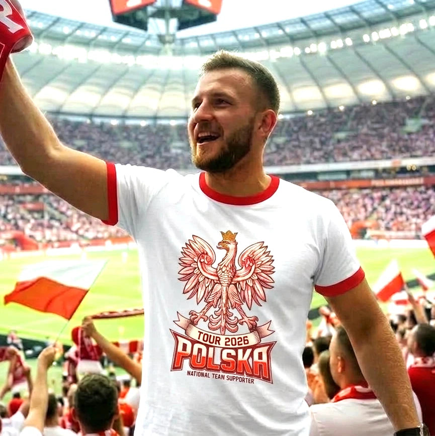 Poland Football T-Shirt 2026 koszulka - Polish Kibic Ringer White
