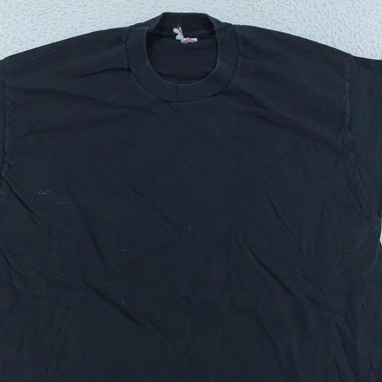 Vintage 90s Blank Black T-Shirt Mens Medium/Large Crewneck Cotton Basic Tee