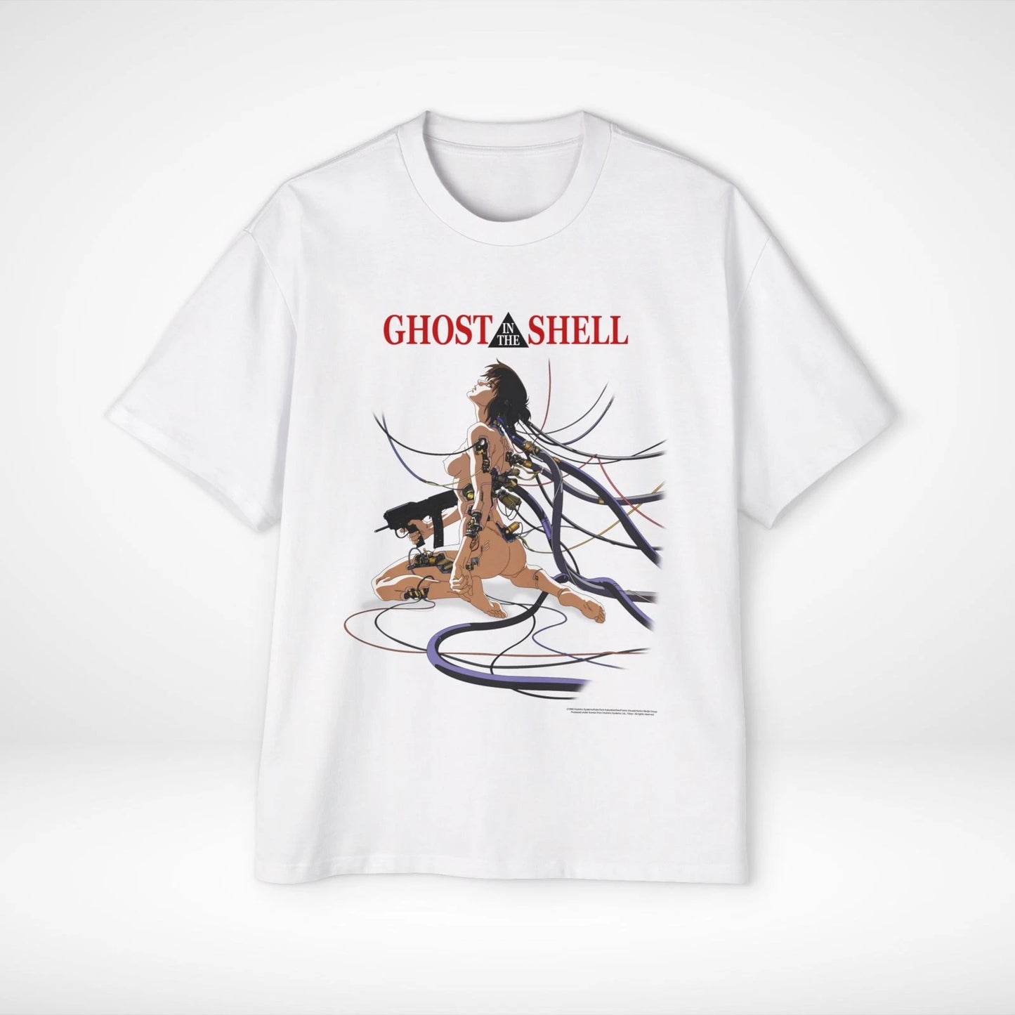 Men's Heavy Oversized Tee Ghost in a Shell Print Vintage Style