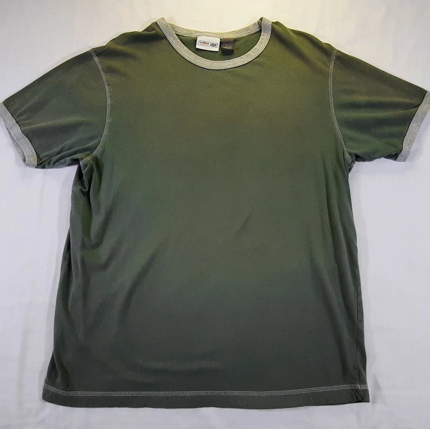 Olive Urban Pipeline Mens L Ringer Tee T-Shirt Blank UP Ultimate Y2K 90s Vintage