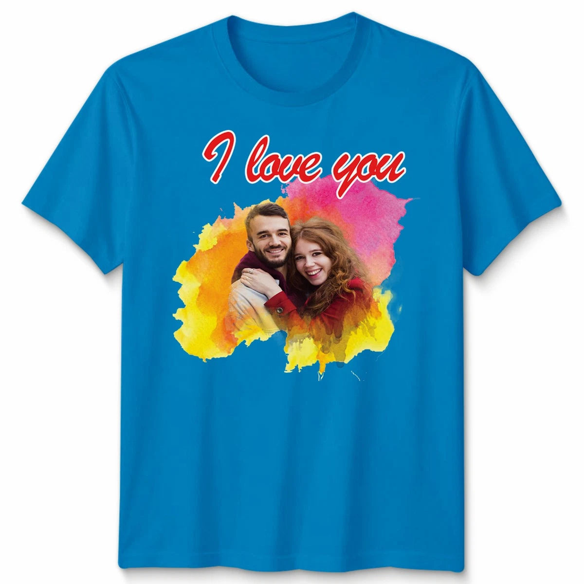 Custom Photo Personalised I Love You Couple Unisex T-Shirt Valentines Gift