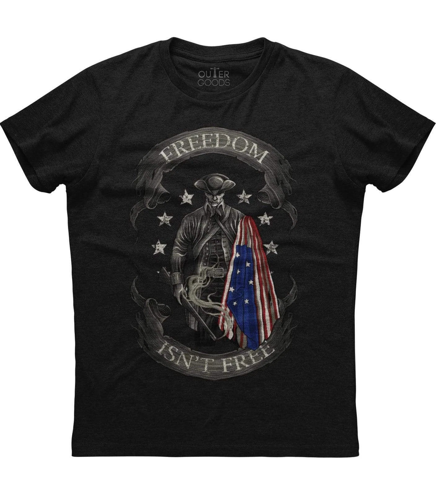 Mens Freedom Isn't Free American Flag Patriotic T-shirt Soldier USA Gun Rights
